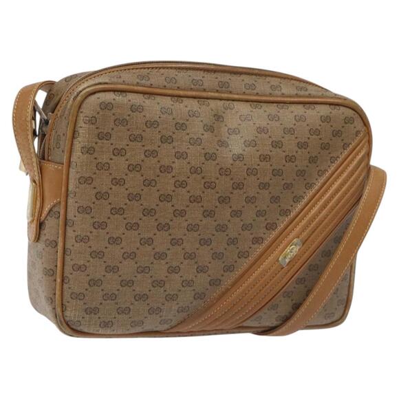 GUCCI Micro GG Supreme Shoulder Bag Pvc Leather Brown Gold - Picture 1 of 16